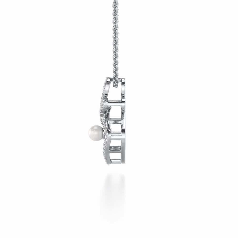 Blissfly Silver Pearl Pendant - White Gold - Image 4