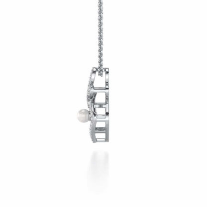 Blissfly Silver Pearl Pendant - White Gold - Image 4