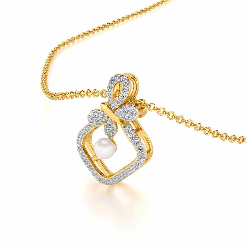 Blissfly Silver Pearl Pendant - Yellow Gold - Image 1