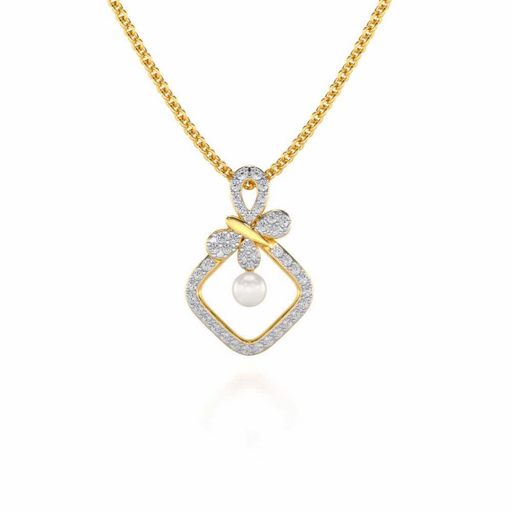 Blissfly Silver Pearl Pendant - Yellow Gold - Image 2