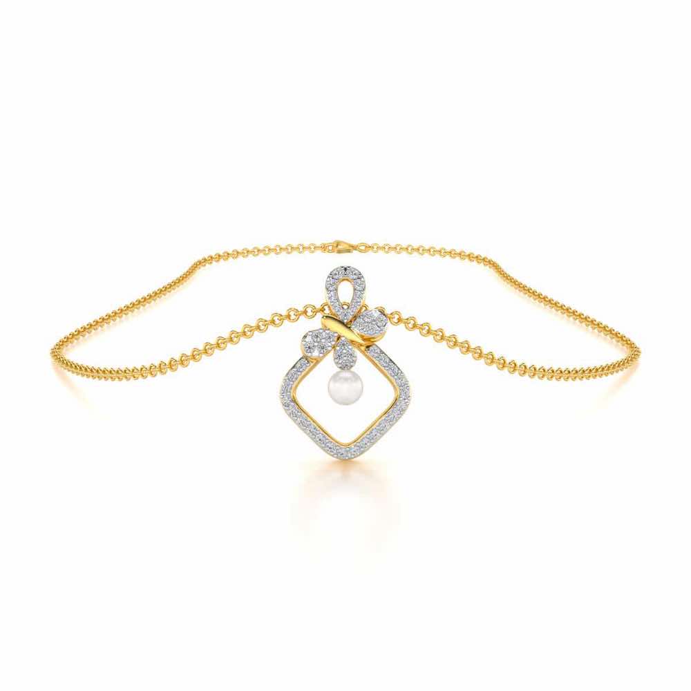 Blissfly Silver Pearl Pendant - Yellow Gold - Image 3