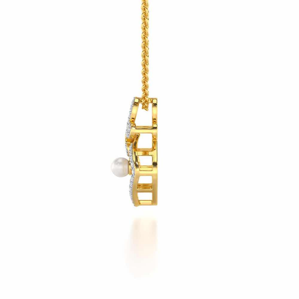 Blissfly Silver Pearl Pendant - Yellow Gold - Image 4