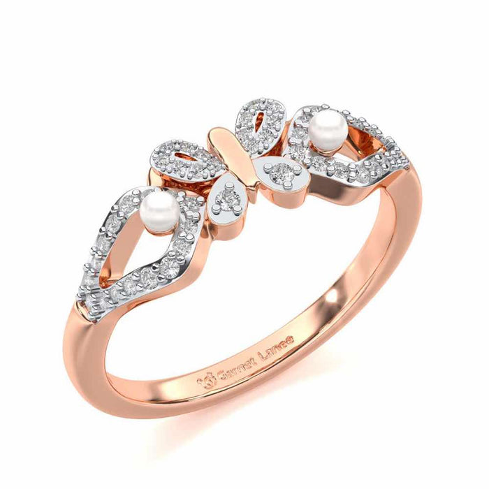 Blissfly Silver Pearl Ring - Rose Gold - Image 1