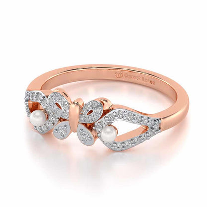 Blissfly Silver Pearl Ring - Rose Gold - Image 2