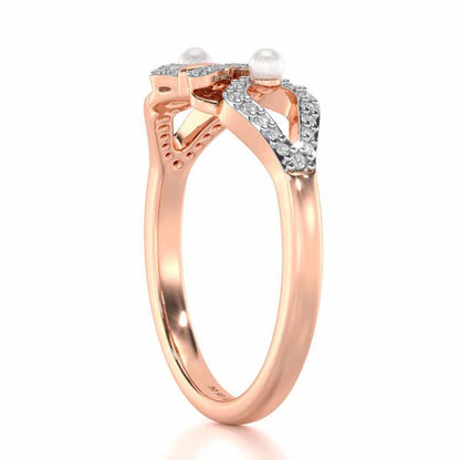 Blissfly Silver Pearl Ring - Rose Gold - Image 3