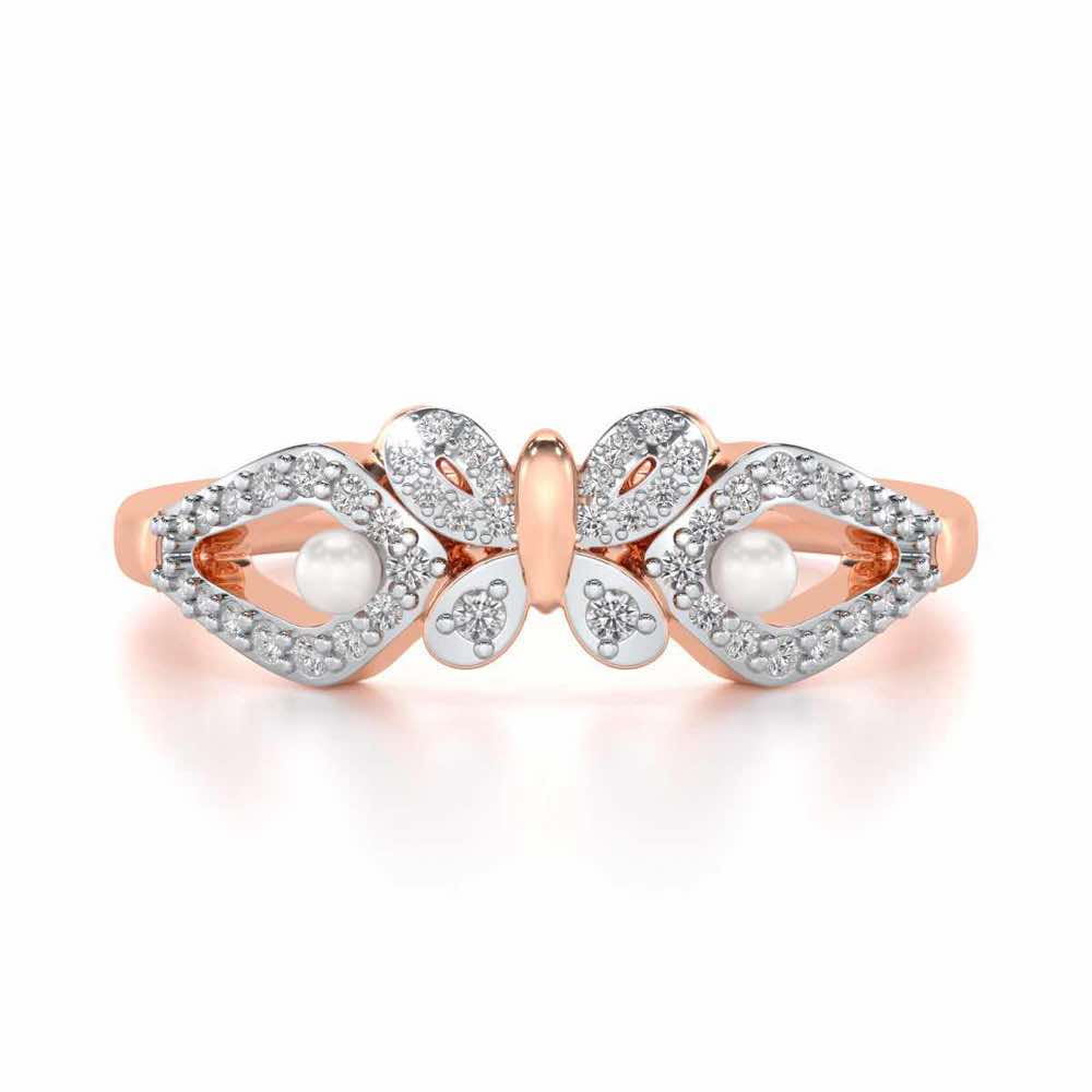 Blissfly Silver Pearl Ring - Rose Gold - Image 4