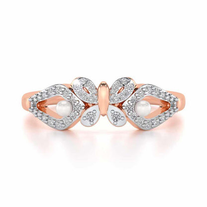 Blissfly Silver Pearl Ring - Rose Gold - Image 4