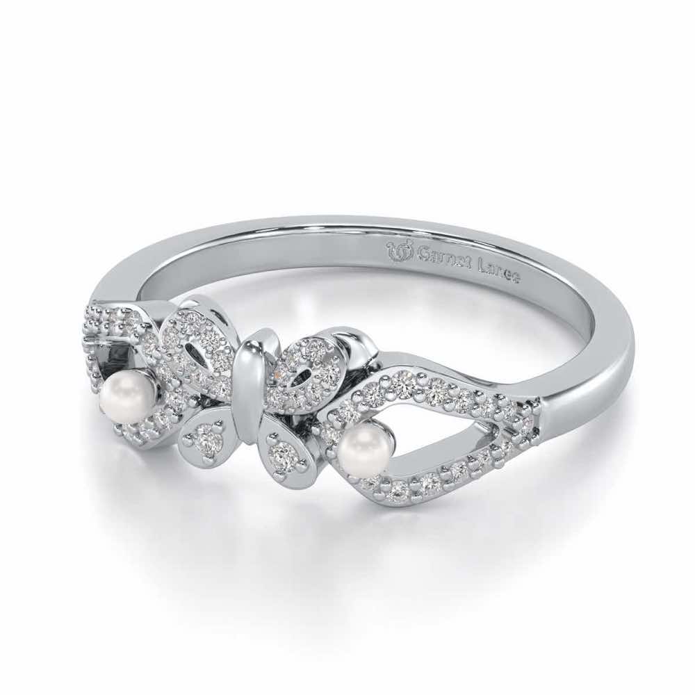 Blissfly Silver Pearl Ring - White Gold - Image 2