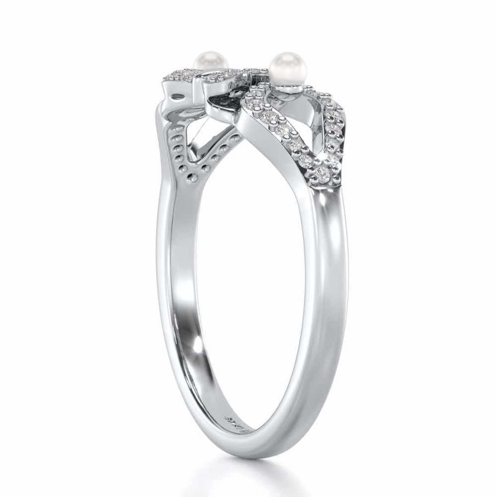 Blissfly Silver Pearl Ring - White Gold - Image 3