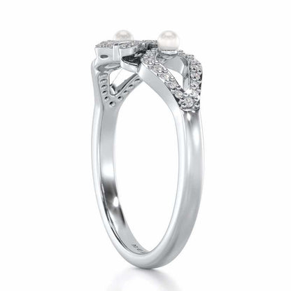 Blissfly Silver Pearl Ring - White Gold - Image 3
