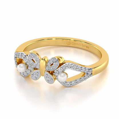 Blissfly Silver Pearl Ring - Yellow Gold - Image 2