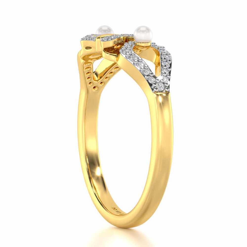 Blissfly Silver Pearl Ring - Yellow Gold - Image 3