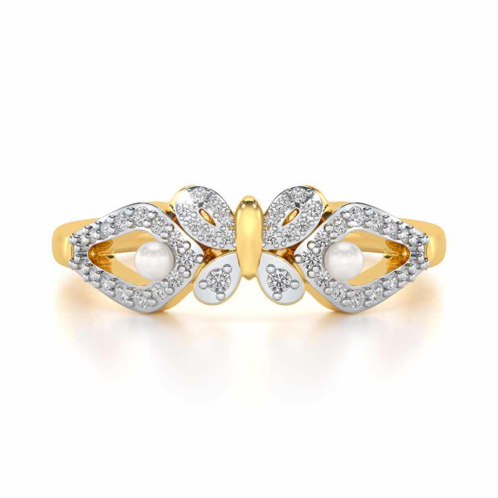 Blissfly Silver Pearl Ring - Yellow Gold - Image 4