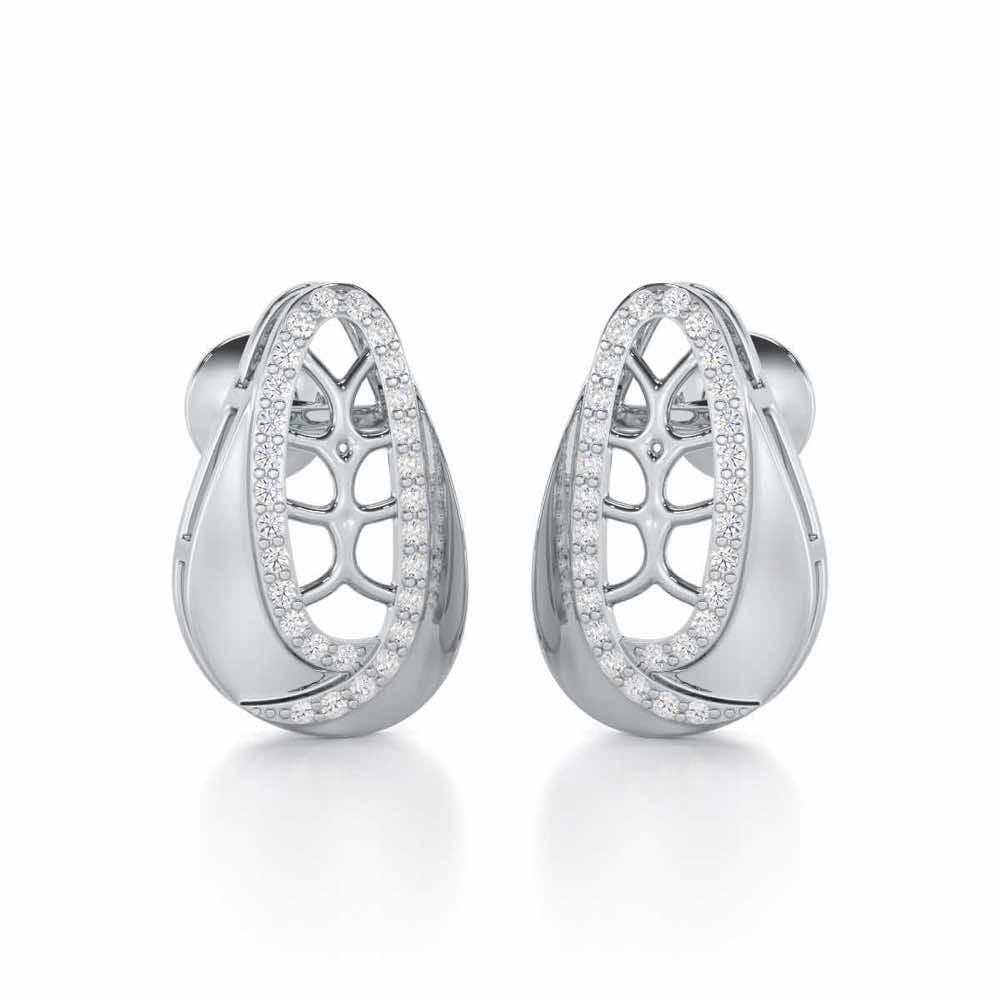 Blissful Tempo Silver Earrings - White Gold - Image 2