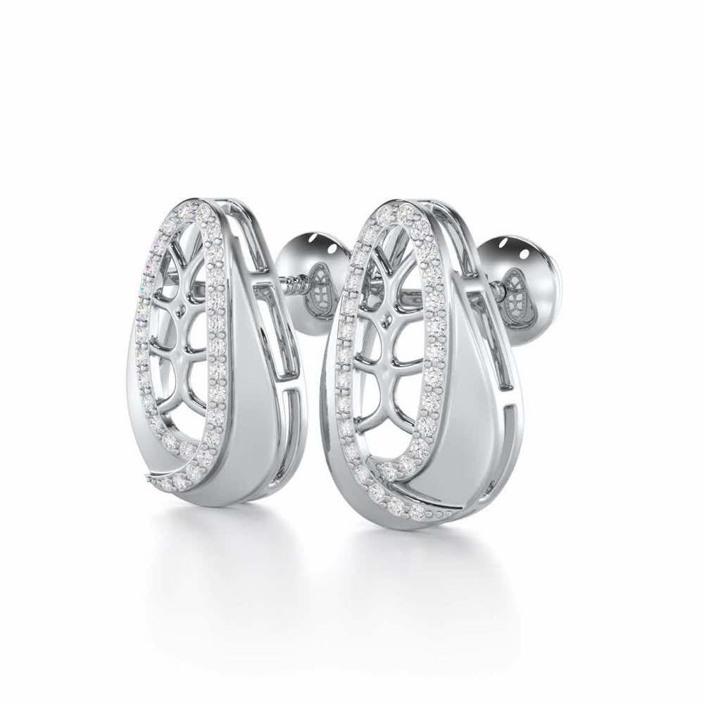 Blissful Tempo Silver Earrings - White Gold - Image 3