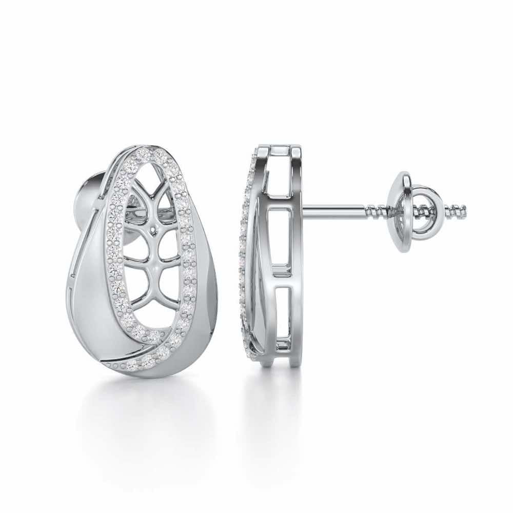 Blissful Tempo Silver Earrings - White Gold - Image 4