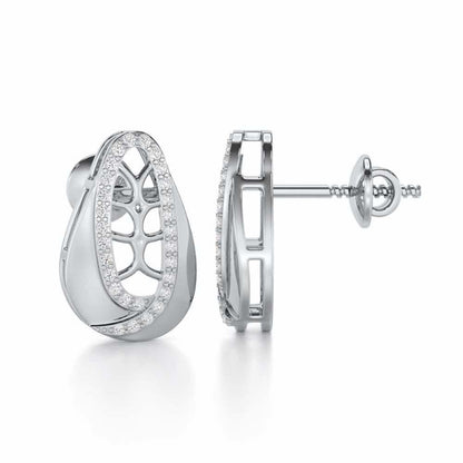 Blissful Tempo Silver Earrings - White Gold - Image 4
