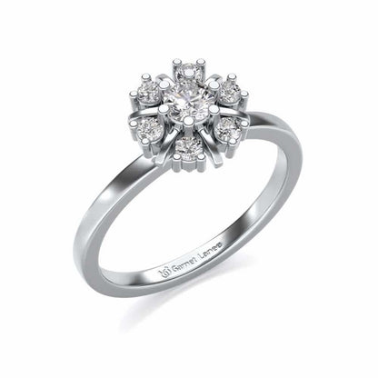 Blissfully elegant Solitaire Silver Ring - White Gold - Image 1