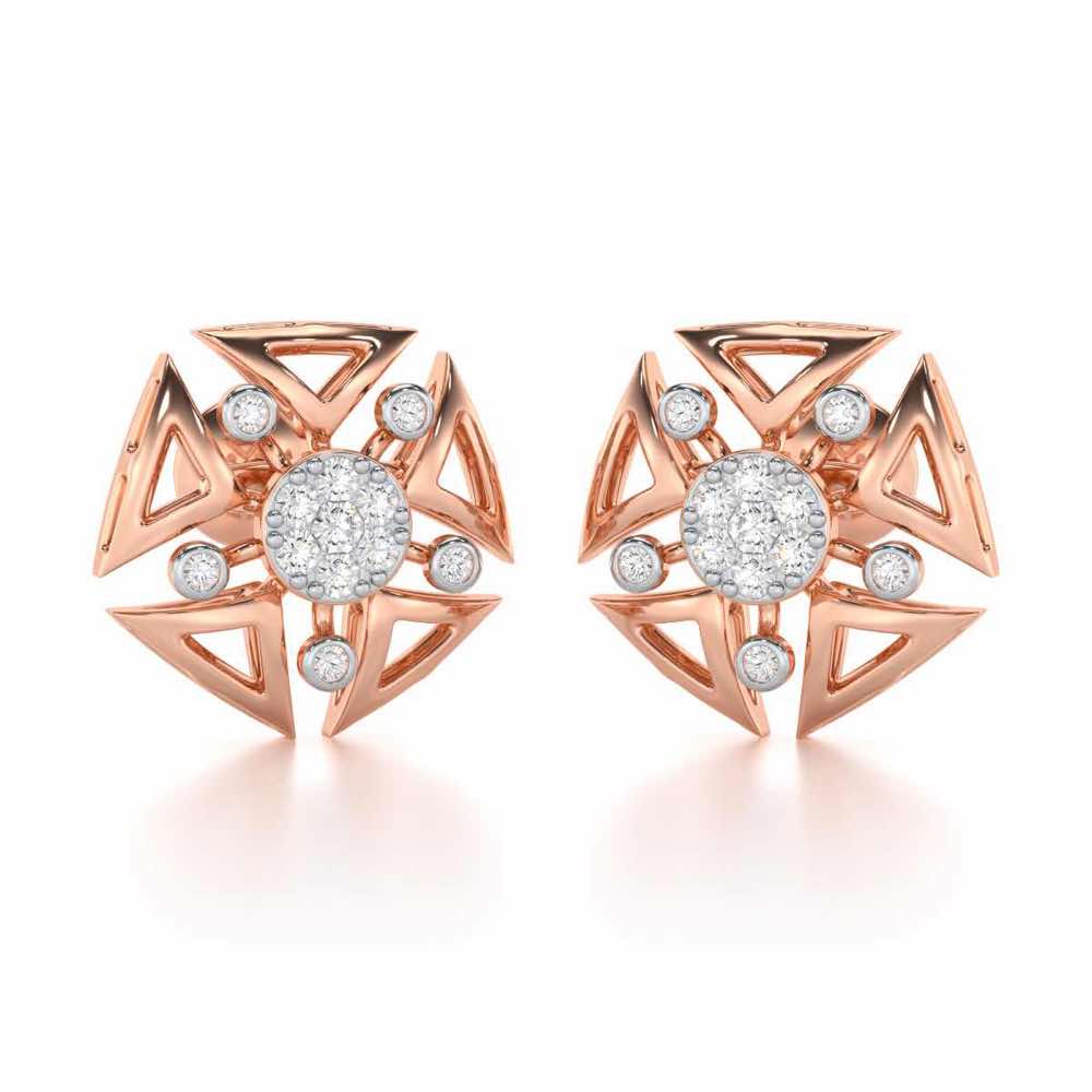 Blitz Bloom Silver Earrings - Rose Gold - Image 1