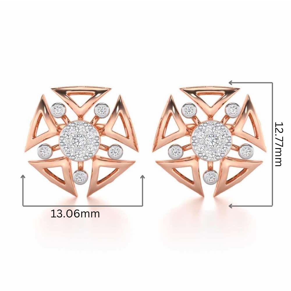 Blitz Bloom Silver Earrings - Rose Gold - Image 2