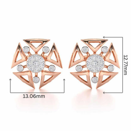 Blitz Bloom Silver Earrings - Rose Gold - Image 2