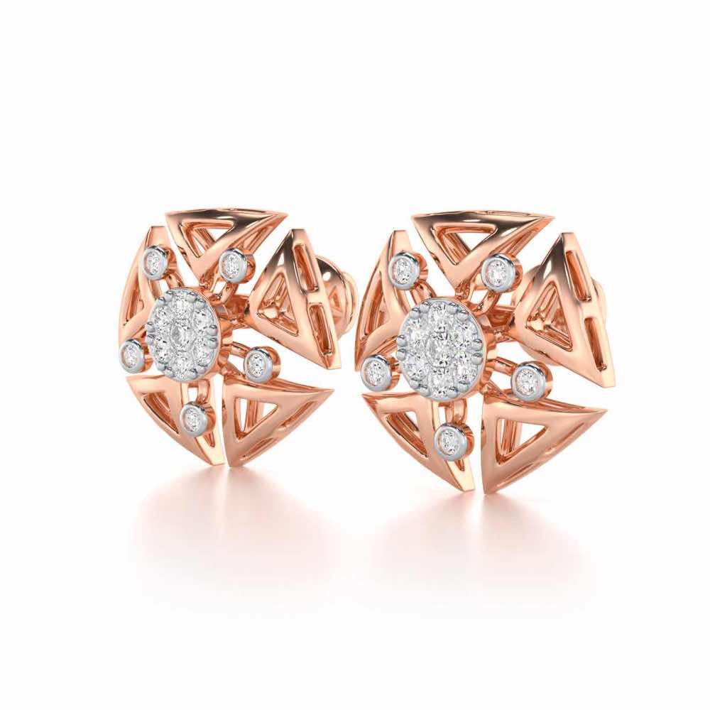 Blitz Bloom Silver Earrings - Rose Gold - Image 3
