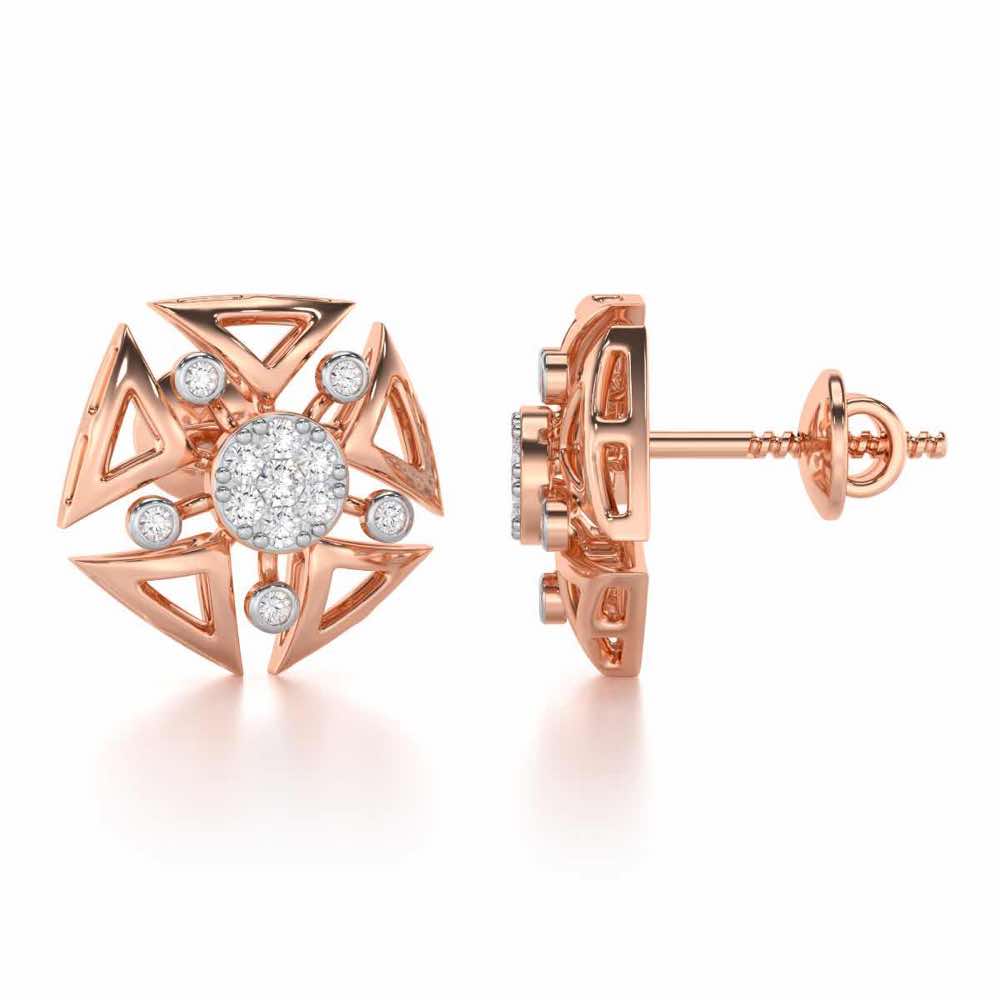 Blitz Bloom Silver Earrings - Rose Gold - Image 4