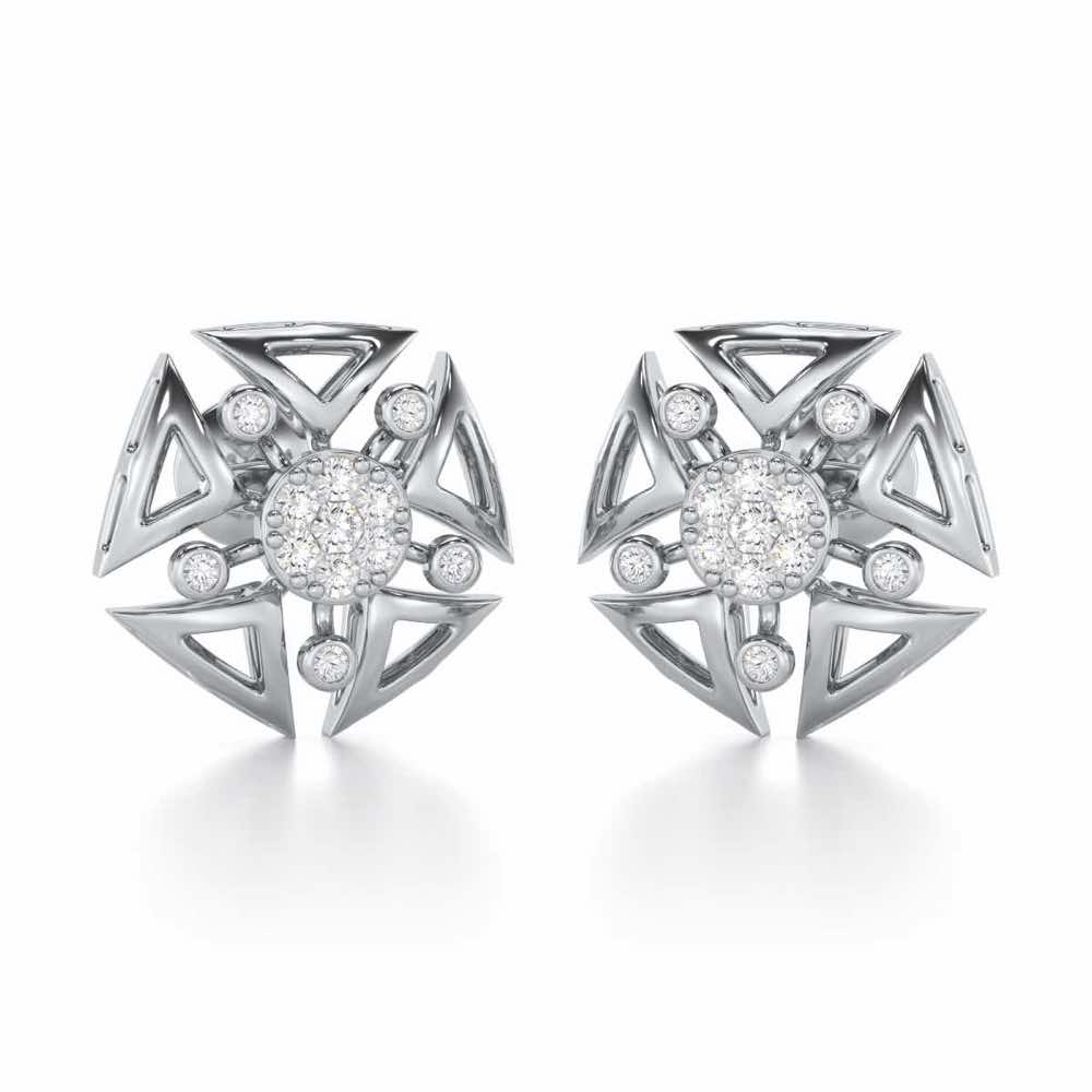 Blitz Bloom Silver Earrings - White Gold - Image 1