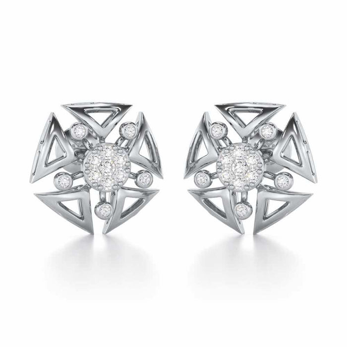 Blitz Bloom Silver Earrings - White Gold - Image 1