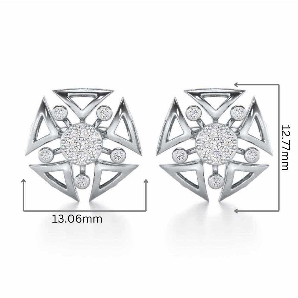 Blitz Bloom Silver Earrings - White Gold - Image 2
