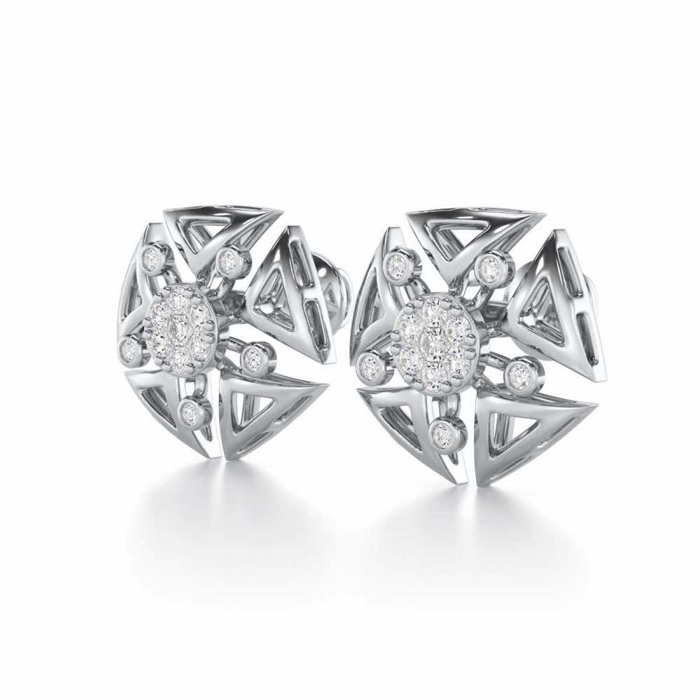 Blitz Bloom Silver Earrings - White Gold - Image 3