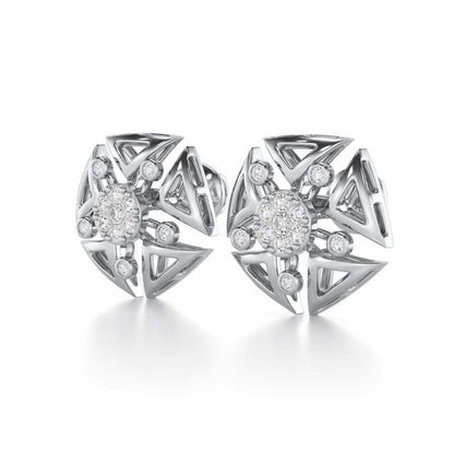 Blitz Bloom Silver Earrings - White Gold - Image 3