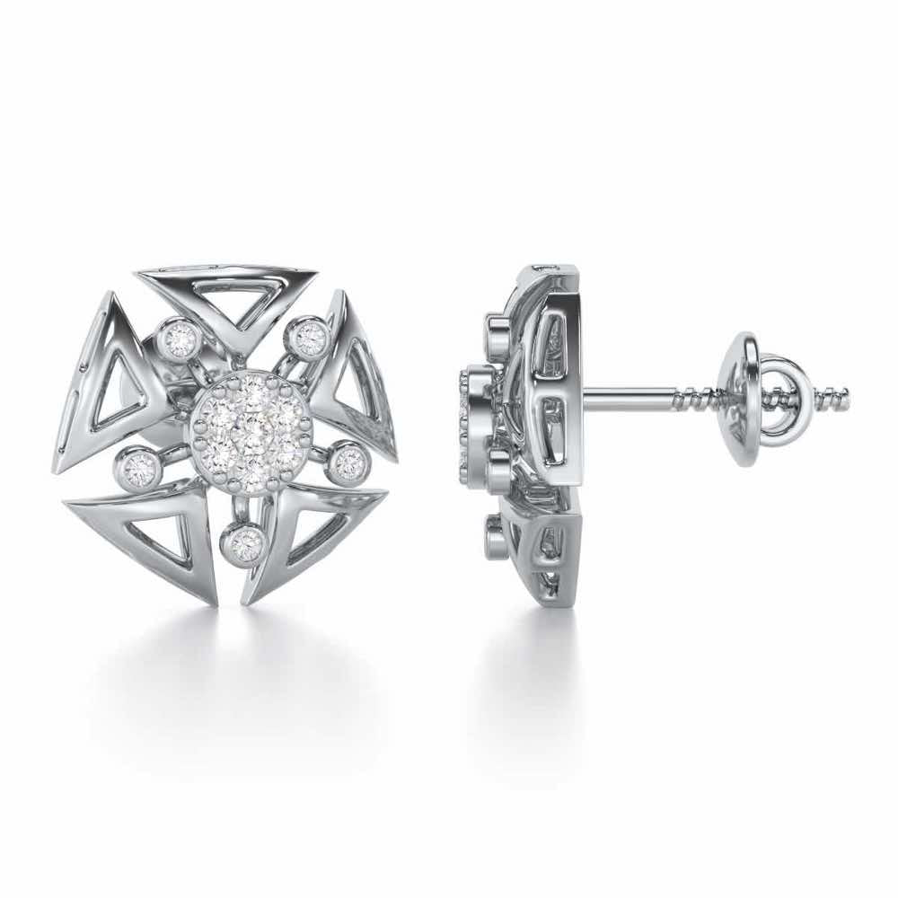 Blitz Bloom Silver Earrings - White Gold - Image 4