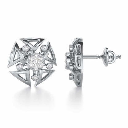 Blitz Bloom Silver Earrings - White Gold - Image 4