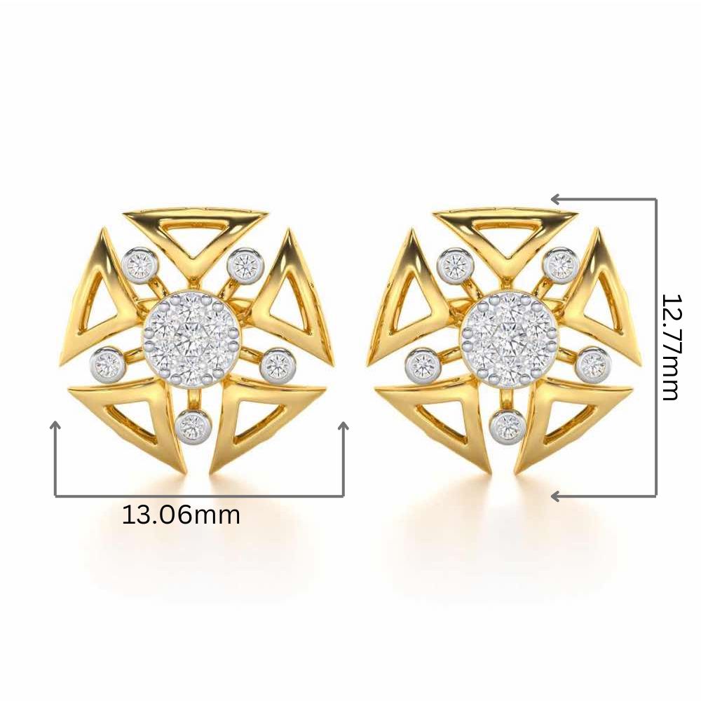 Blitz Bloom Silver Earrings - Yellow Gold - Image 2