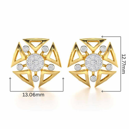 Blitz Bloom Silver Earrings - Yellow Gold - Image 2