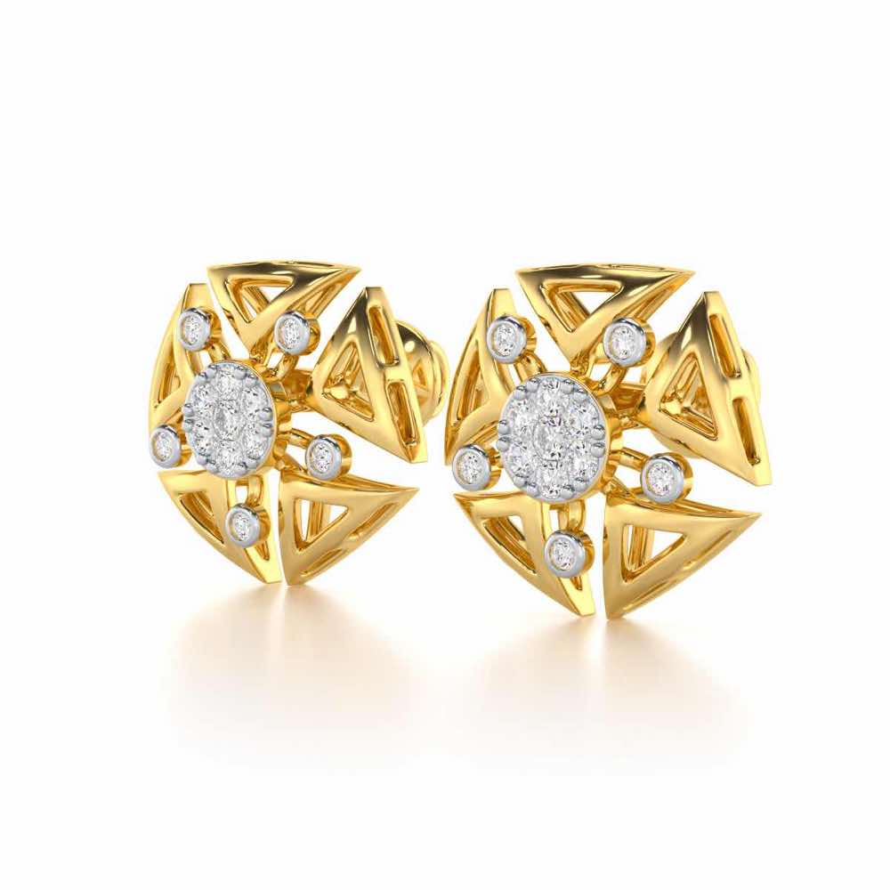 Blitz Bloom Silver Earrings - Yellow Gold - Image 3