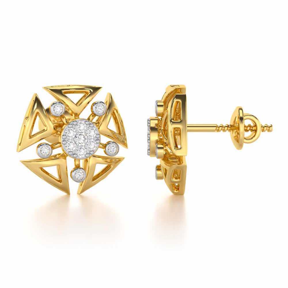 Blitz Bloom Silver Earrings - Yellow Gold - Image 4
