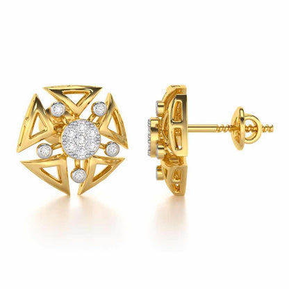 Blitz Bloom Silver Earrings - Yellow Gold - Image 4