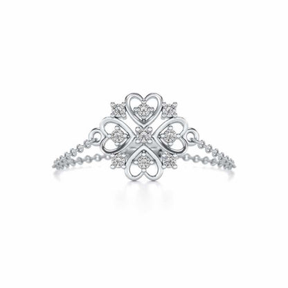 Bloom Adjustable Silver Ring - White Gold - Image 4