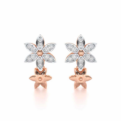 Bloom Dance Silver Earrings - Rose Gold - Image 1