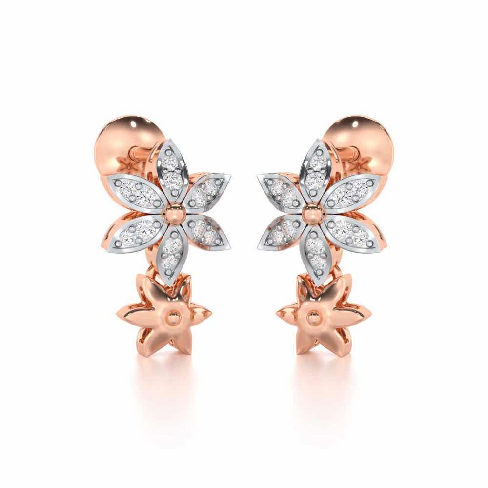 Bloom Dance Silver Earrings - Rose Gold - Image 2