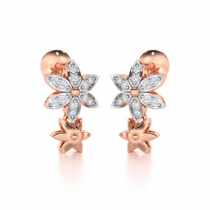 Bloom Dance Silver Earrings - Rose Gold - Image 2