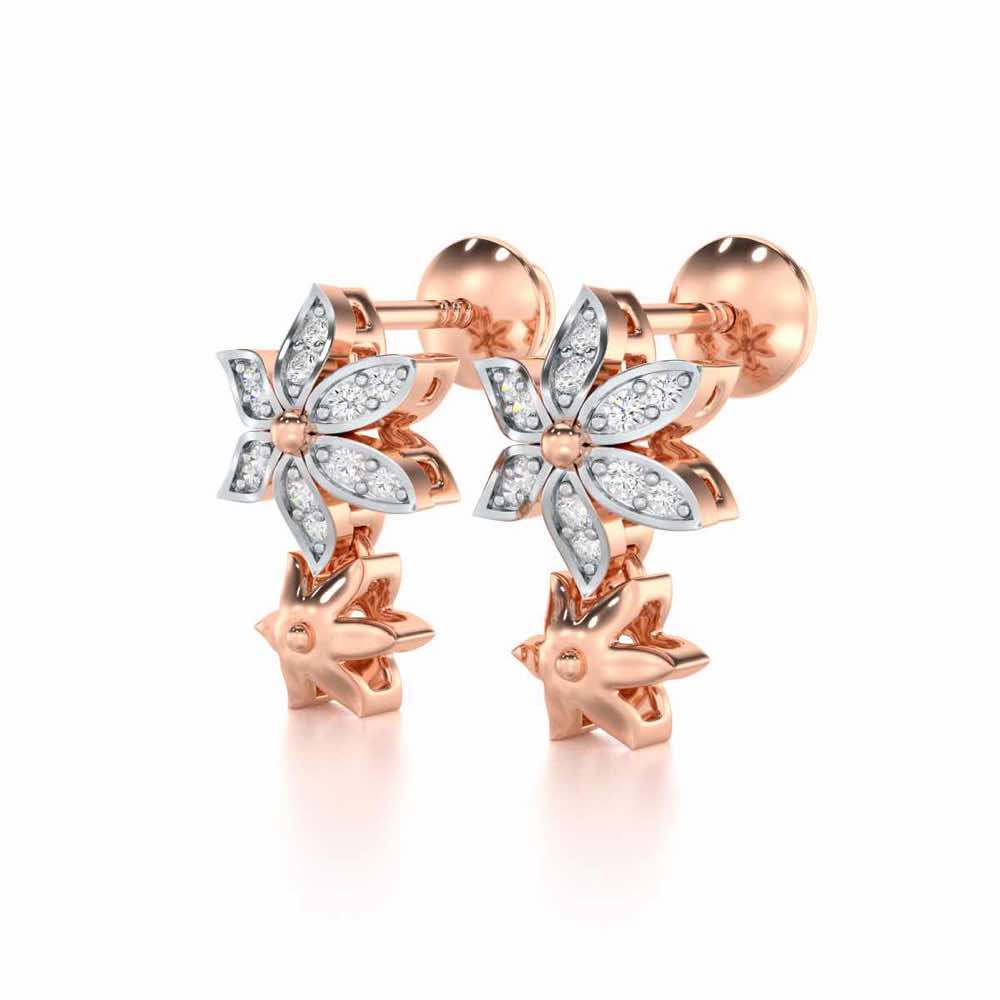 Bloom Dance Silver Earrings - Rose Gold - Image 3