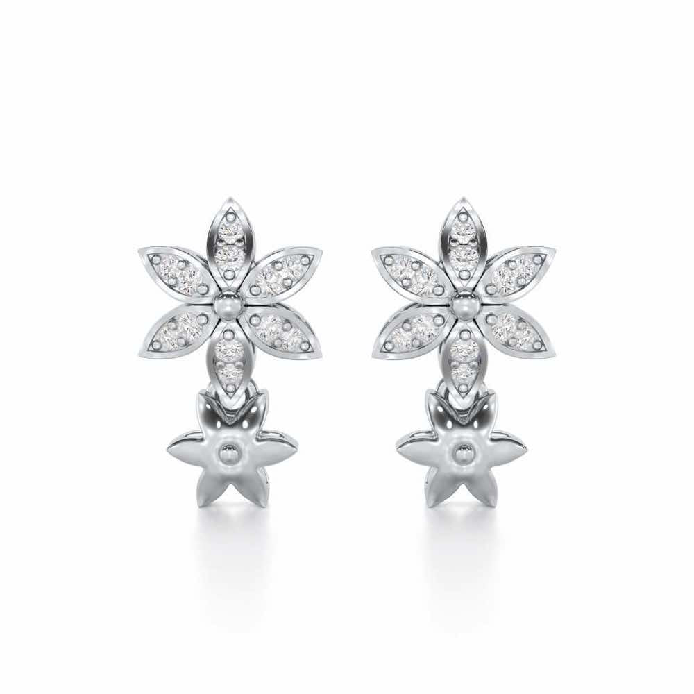 Bloom Dance Silver Earrings - White Gold - Image 1