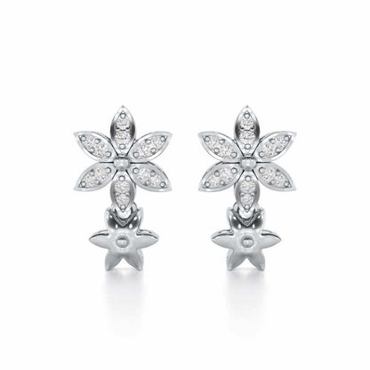 Bloom Dance Silver Earrings - White Gold - Image 1