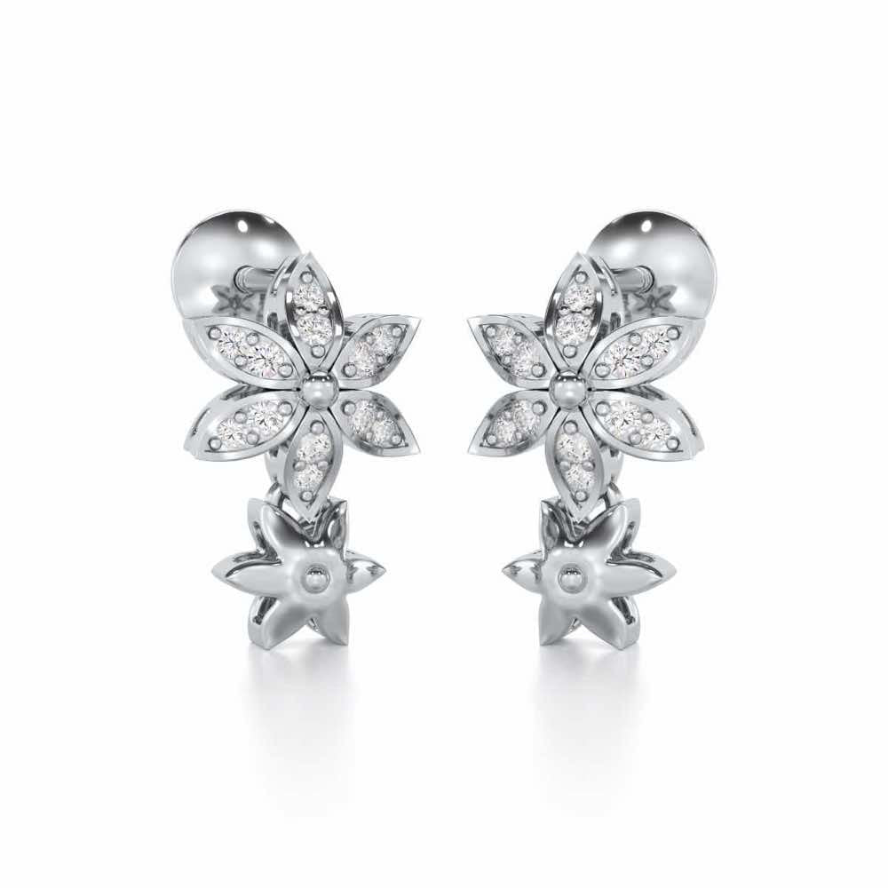 Bloom Dance Silver Earrings - White Gold - Image 2