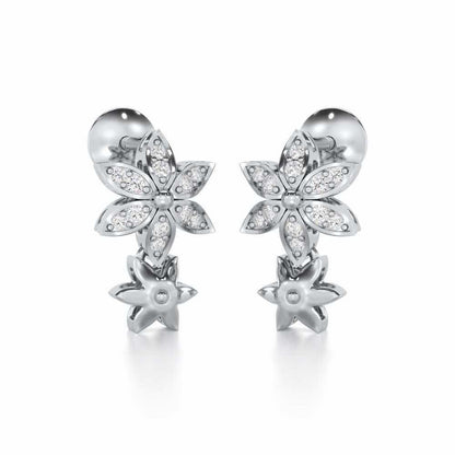 Bloom Dance Silver Earrings - White Gold - Image 2