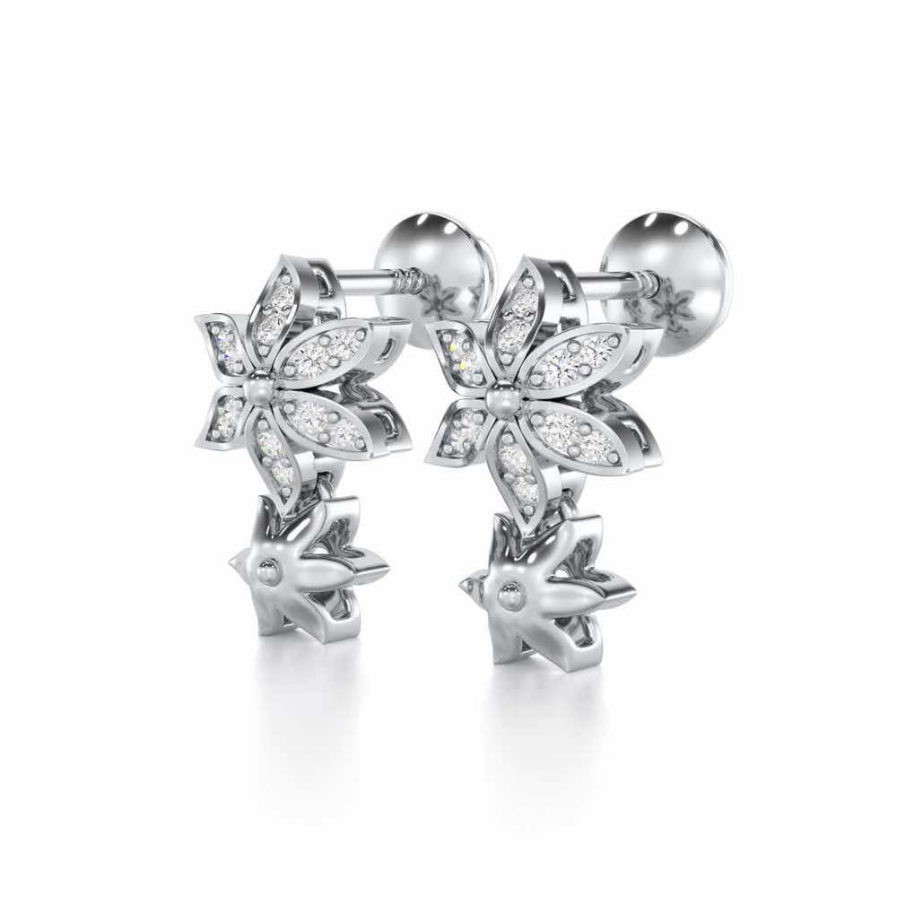 Bloom Dance Silver Earrings - White Gold - Image 3
