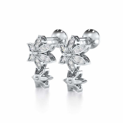Bloom Dance Silver Earrings - White Gold - Image 3